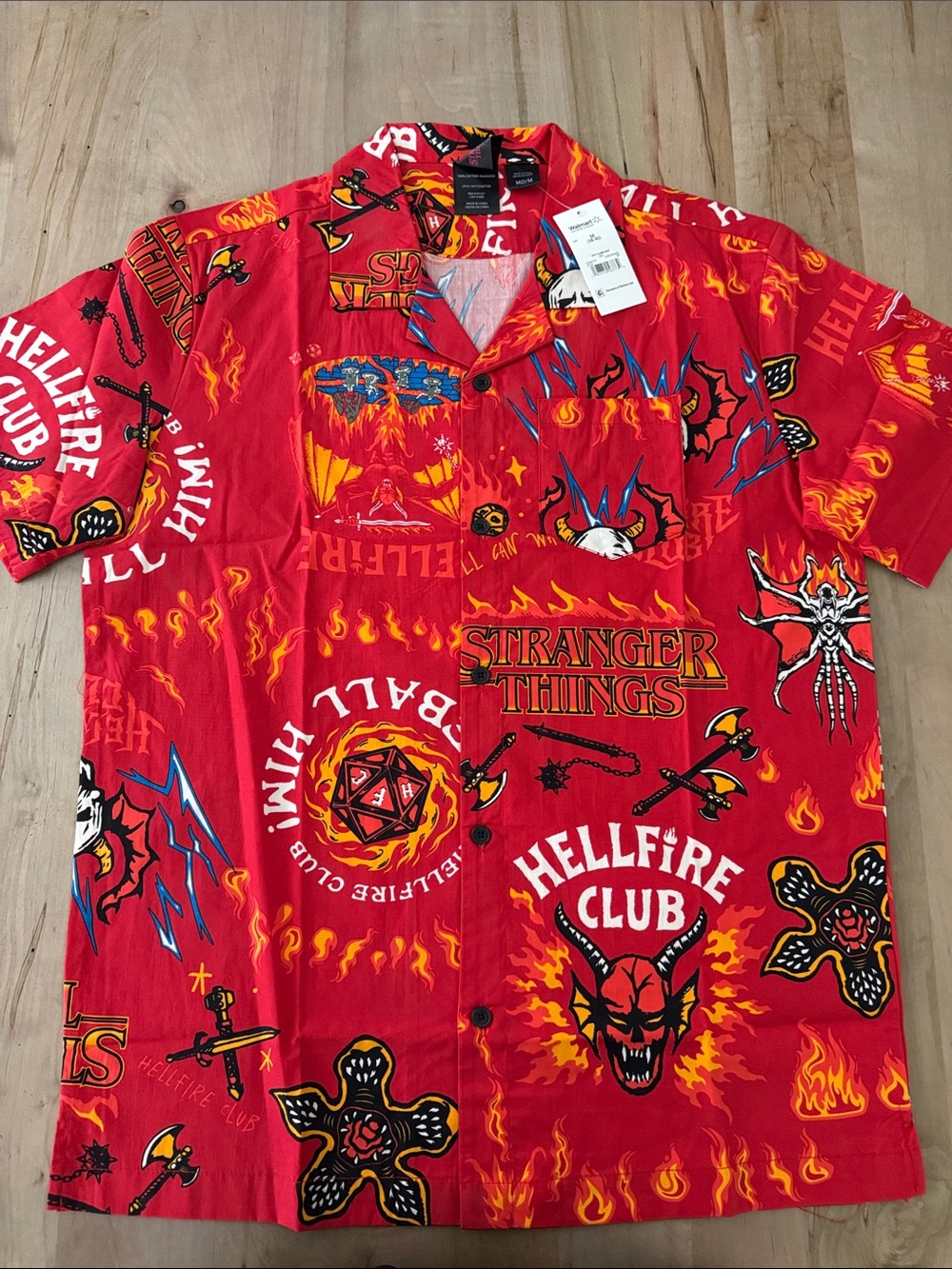 Stranger Things x Hellfire Club Red Short-Sleeve Button-Down Shirt
